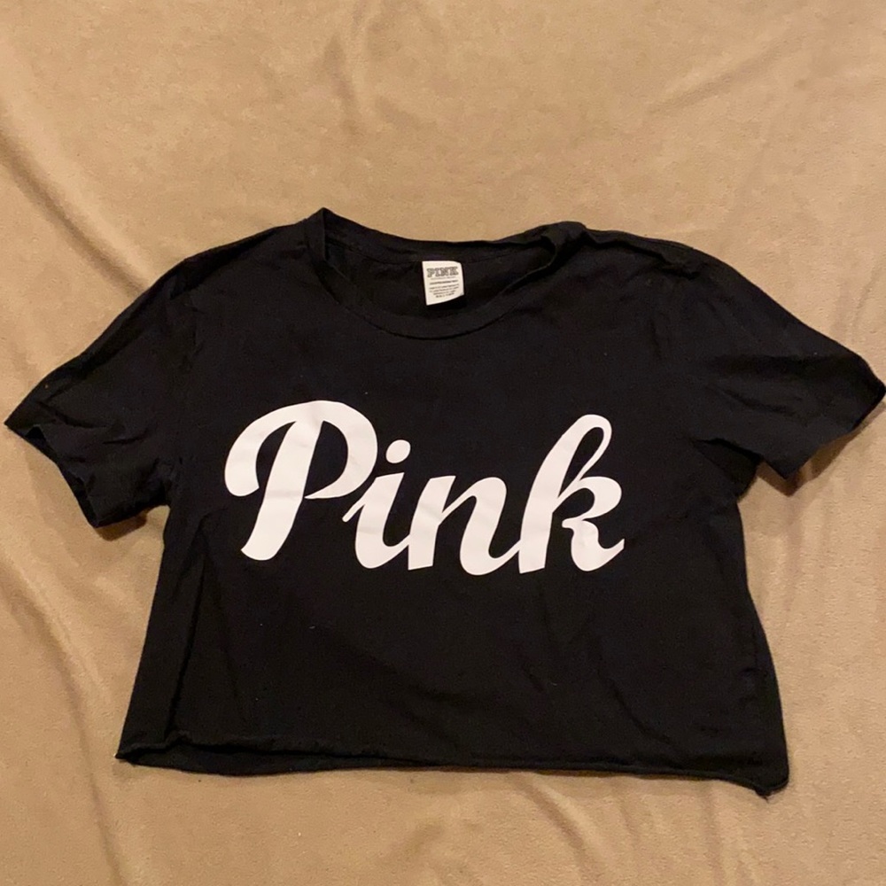 PINK Victoria Secret’s Crop T-Shirt, XS, Black. Perfect condition.  Worn 2-3x.